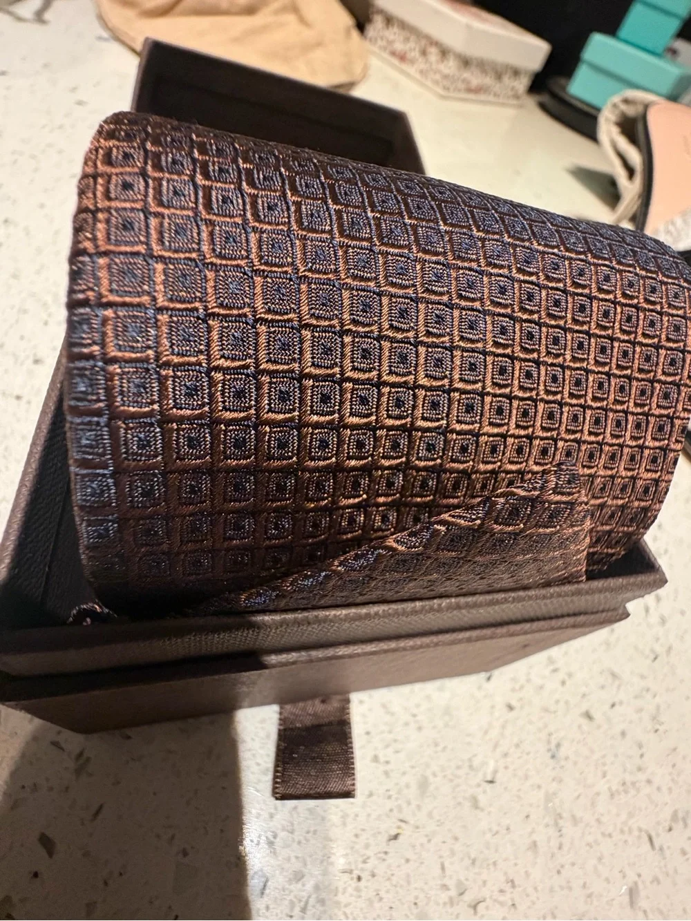 Patek Philippe Men's Geometric Tie in Brown and Navy